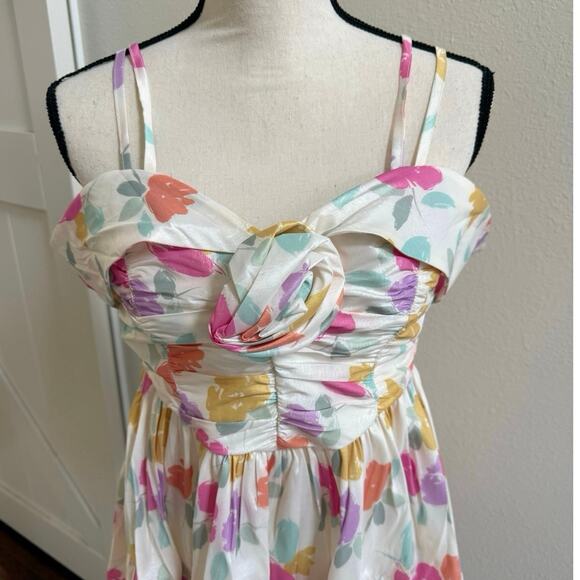For Love & Lemons NWT Johannes Floral Mini Dress In Pastel Multicolor size Small - Picture 4 of 11
